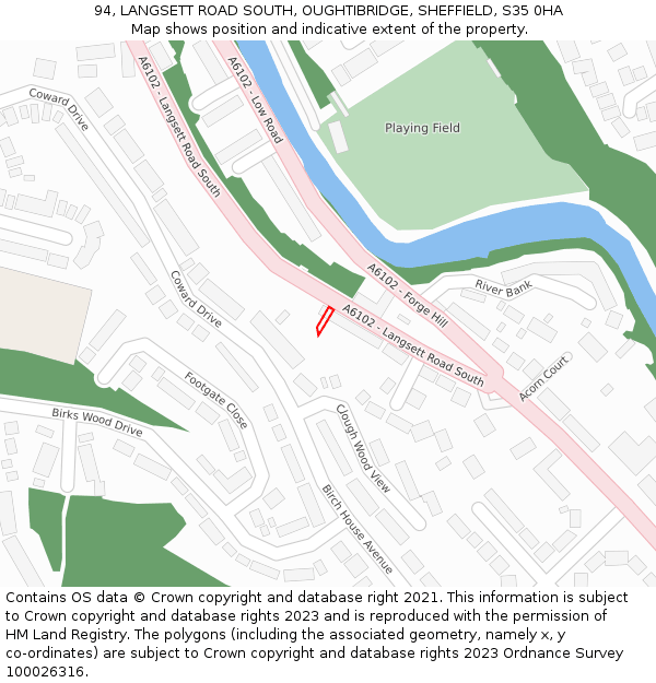94, LANGSETT ROAD SOUTH, OUGHTIBRIDGE, SHEFFIELD, S35 0HA: Location map and indicative extent of plot