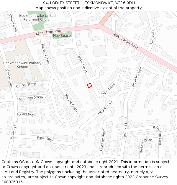 94, LOBLEY STREET, HECKMONDWIKE, WF16 0DH: Location map and indicative extent of plot