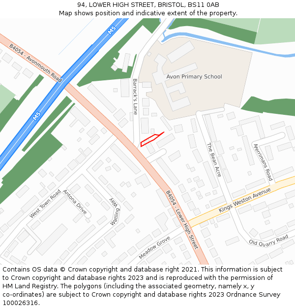 94, LOWER HIGH STREET, BRISTOL, BS11 0AB: Location map and indicative extent of plot