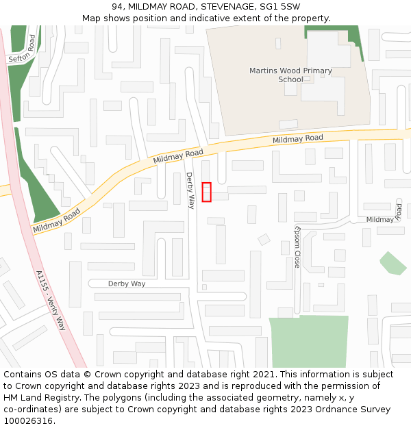 94, MILDMAY ROAD, STEVENAGE, SG1 5SW: Location map and indicative extent of plot