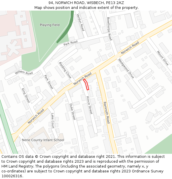 94, NORWICH ROAD, WISBECH, PE13 2AZ: Location map and indicative extent of plot