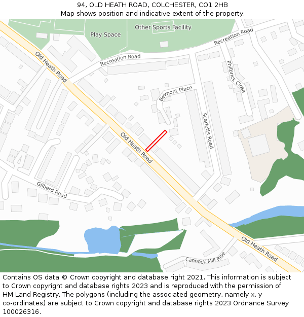 94, OLD HEATH ROAD, COLCHESTER, CO1 2HB: Location map and indicative extent of plot