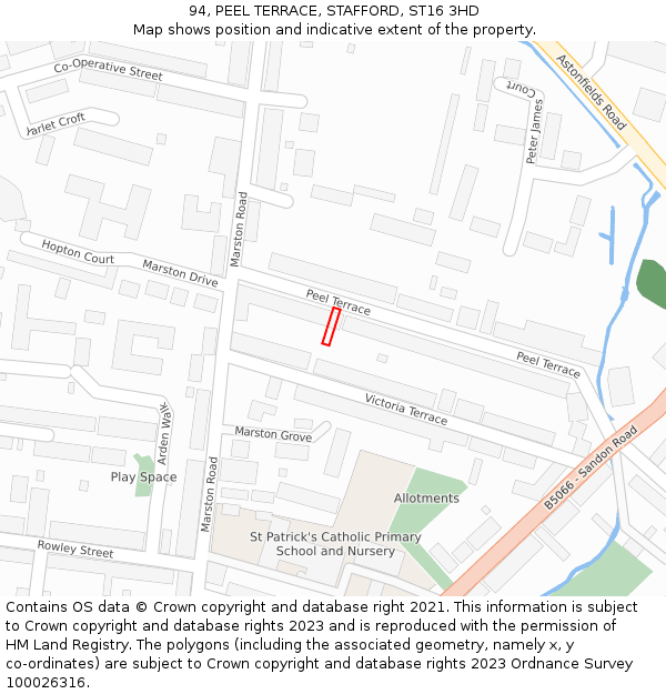 94, PEEL TERRACE, STAFFORD, ST16 3HD: Location map and indicative extent of plot