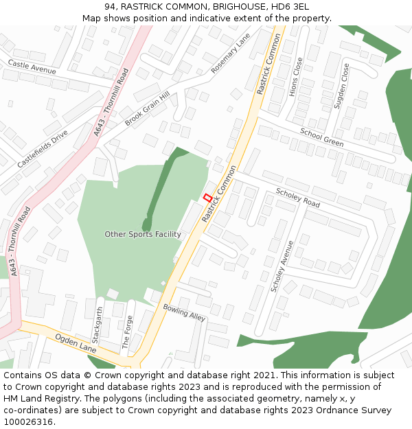 94, RASTRICK COMMON, BRIGHOUSE, HD6 3EL: Location map and indicative extent of plot