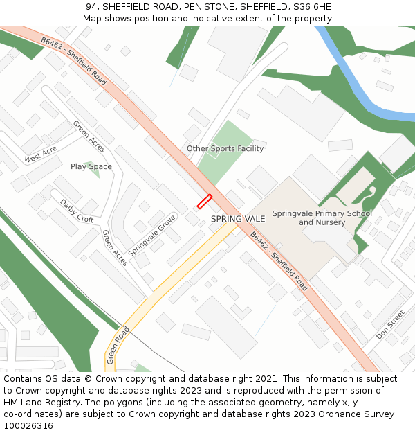 94, SHEFFIELD ROAD, PENISTONE, SHEFFIELD, S36 6HE: Location map and indicative extent of plot