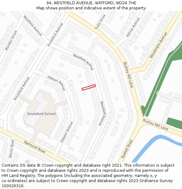 94, WESTFIELD AVENUE, WATFORD, WD24 7HE: Location map and indicative extent of plot