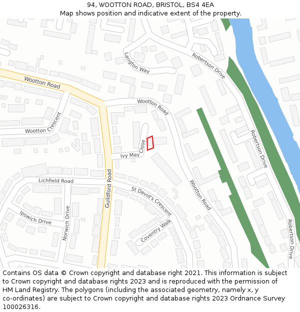 94, WOOTTON ROAD, BRISTOL, BS4 4EA: Location map and indicative extent of plot
