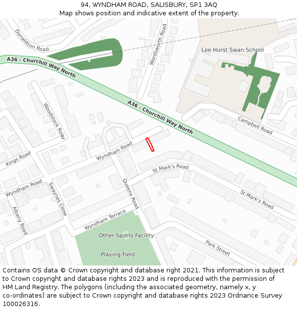 94, WYNDHAM ROAD, SALISBURY, SP1 3AQ: Location map and indicative extent of plot