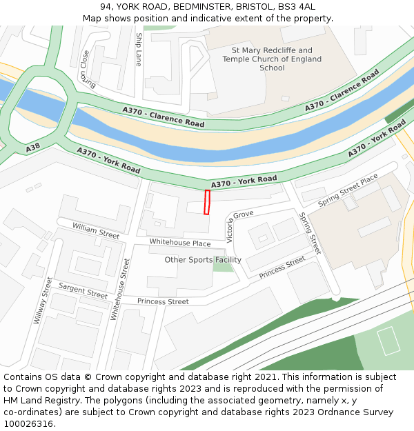 94, YORK ROAD, BEDMINSTER, BRISTOL, BS3 4AL: Location map and indicative extent of plot
