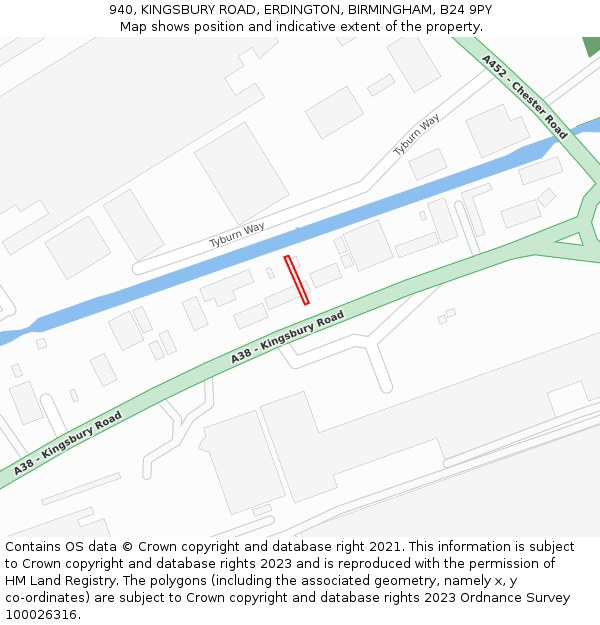 940, KINGSBURY ROAD, ERDINGTON, BIRMINGHAM, B24 9PY: Location map and indicative extent of plot