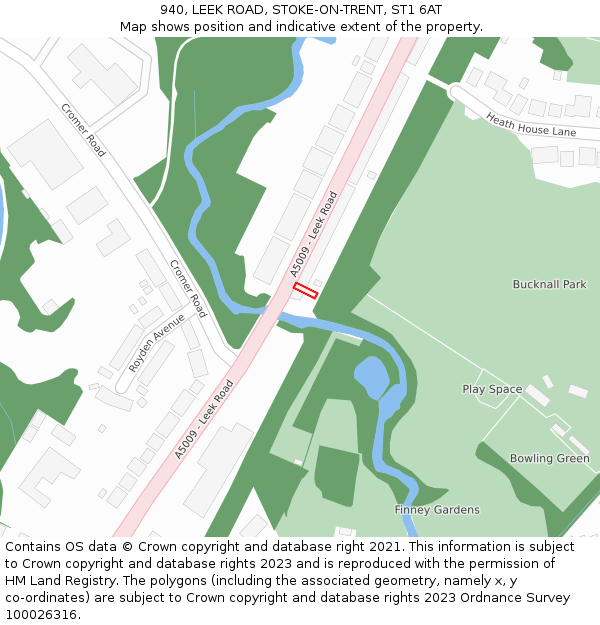 940, LEEK ROAD, STOKE-ON-TRENT, ST1 6AT: Location map and indicative extent of plot