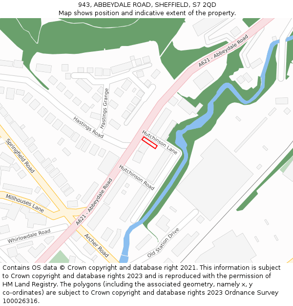 943, ABBEYDALE ROAD, SHEFFIELD, S7 2QD: Location map and indicative extent of plot