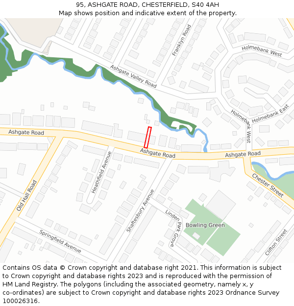95, ASHGATE ROAD, CHESTERFIELD, S40 4AH: Location map and indicative extent of plot