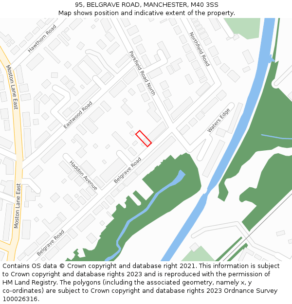 95, BELGRAVE ROAD, MANCHESTER, M40 3SS: Location map and indicative extent of plot