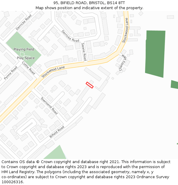 95, BIFIELD ROAD, BRISTOL, BS14 8TT: Location map and indicative extent of plot