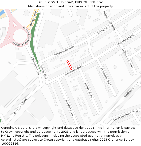 95, BLOOMFIELD ROAD, BRISTOL, BS4 3QP: Location map and indicative extent of plot