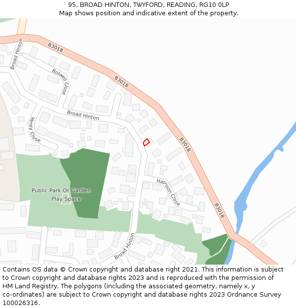 95, BROAD HINTON, TWYFORD, READING, RG10 0LP: Location map and indicative extent of plot