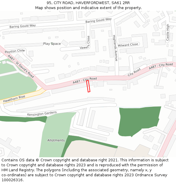 95, CITY ROAD, HAVERFORDWEST, SA61 2RR: Location map and indicative extent of plot