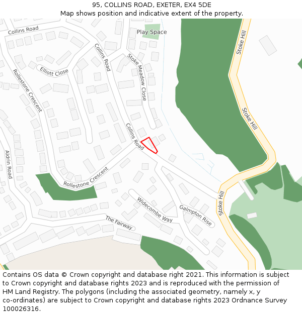 95, COLLINS ROAD, EXETER, EX4 5DE: Location map and indicative extent of plot