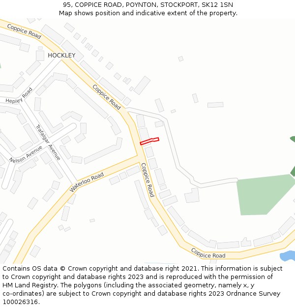 95, COPPICE ROAD, POYNTON, STOCKPORT, SK12 1SN: Location map and indicative extent of plot