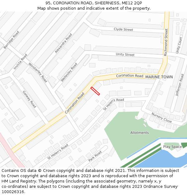 95, CORONATION ROAD, SHEERNESS, ME12 2QP: Location map and indicative extent of plot