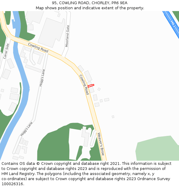 95, COWLING ROAD, CHORLEY, PR6 9EA: Location map and indicative extent of plot