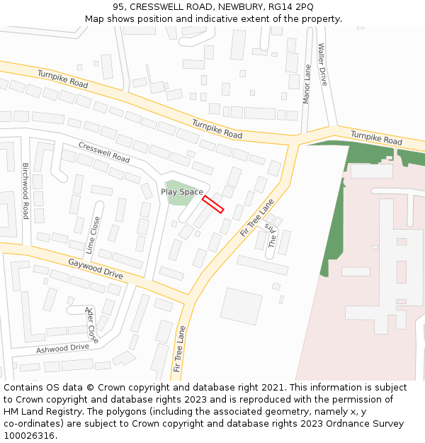 95, CRESSWELL ROAD, NEWBURY, RG14 2PQ: Location map and indicative extent of plot