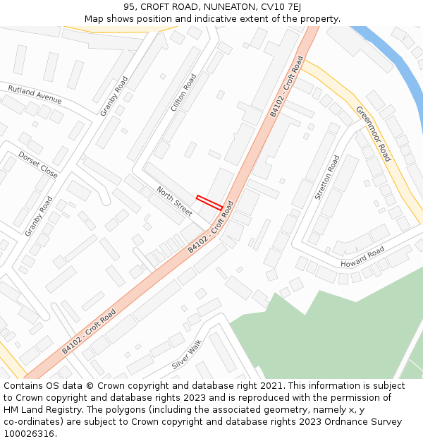 95, CROFT ROAD, NUNEATON, CV10 7EJ: Location map and indicative extent of plot