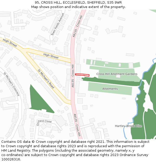 95, CROSS HILL, ECCLESFIELD, SHEFFIELD, S35 9WR: Location map and indicative extent of plot