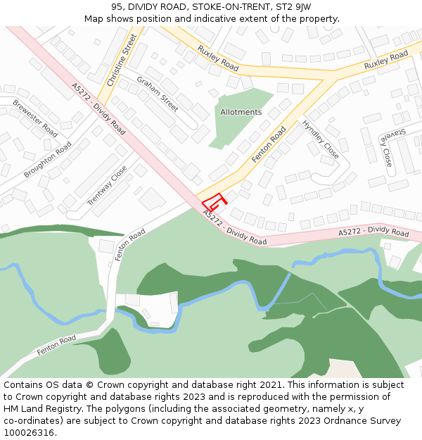 95, DIVIDY ROAD, STOKE-ON-TRENT, ST2 9JW: Location map and indicative extent of plot