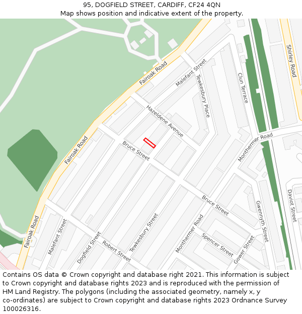 95, DOGFIELD STREET, CARDIFF, CF24 4QN: Location map and indicative extent of plot