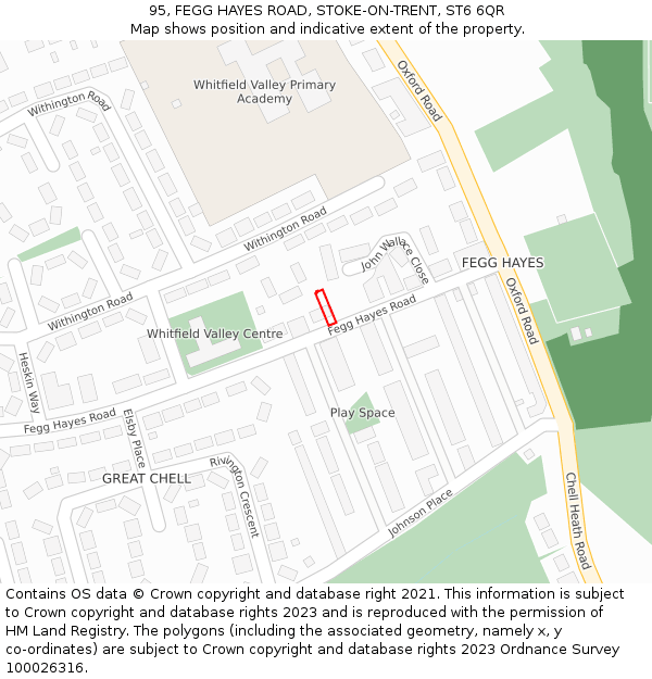 95, FEGG HAYES ROAD, STOKE-ON-TRENT, ST6 6QR: Location map and indicative extent of plot