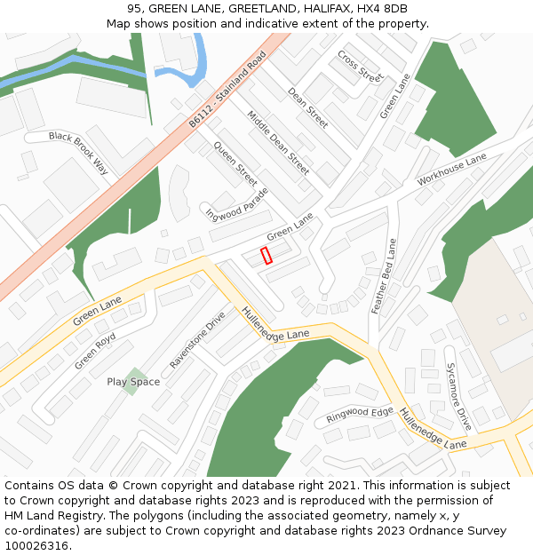 95, GREEN LANE, GREETLAND, HALIFAX, HX4 8DB: Location map and indicative extent of plot
