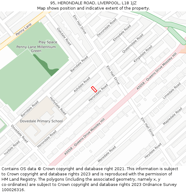 95, HERONDALE ROAD, LIVERPOOL, L18 1JZ: Location map and indicative extent of plot