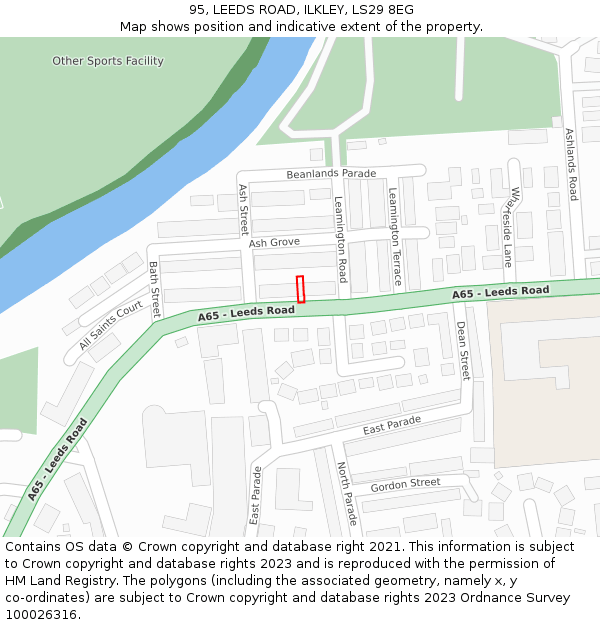 95, LEEDS ROAD, ILKLEY, LS29 8EG: Location map and indicative extent of plot