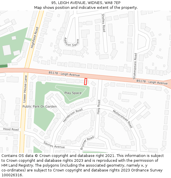 95, LEIGH AVENUE, WIDNES, WA8 7EP: Location map and indicative extent of plot