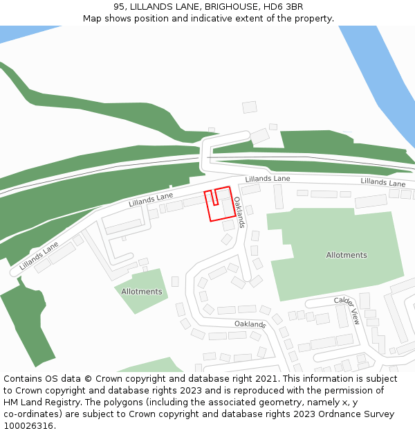 95, LILLANDS LANE, BRIGHOUSE, HD6 3BR: Location map and indicative extent of plot