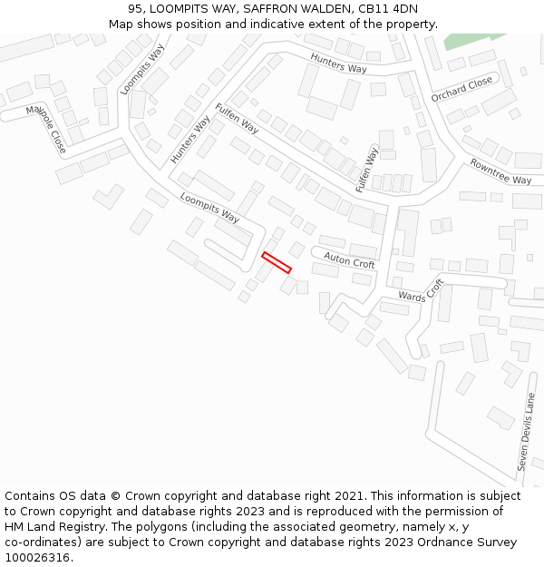 95, LOOMPITS WAY, SAFFRON WALDEN, CB11 4DN: Location map and indicative extent of plot