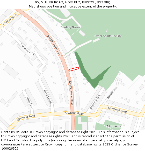 95, MULLER ROAD, HORFIELD, BRISTOL, BS7 9RQ: Location map and indicative extent of plot
