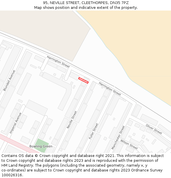 95, NEVILLE STREET, CLEETHORPES, DN35 7PZ: Location map and indicative extent of plot