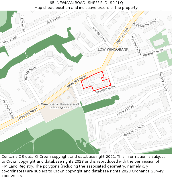 95, NEWMAN ROAD, SHEFFIELD, S9 1LQ: Location map and indicative extent of plot