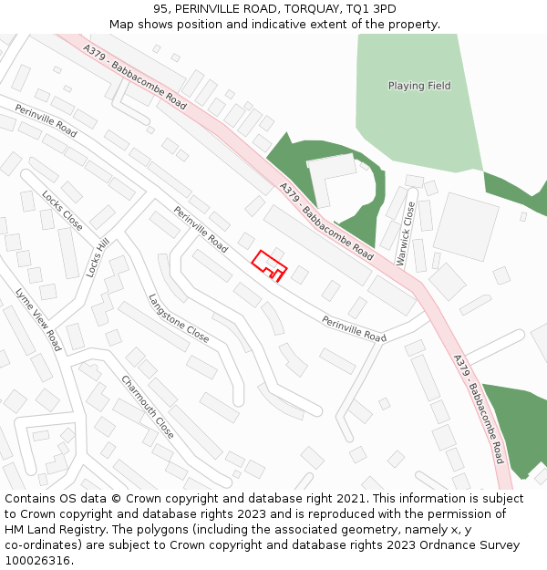 95, PERINVILLE ROAD, TORQUAY, TQ1 3PD: Location map and indicative extent of plot