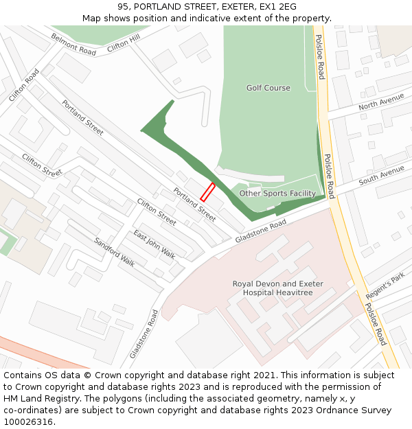 95, PORTLAND STREET, EXETER, EX1 2EG: Location map and indicative extent of plot