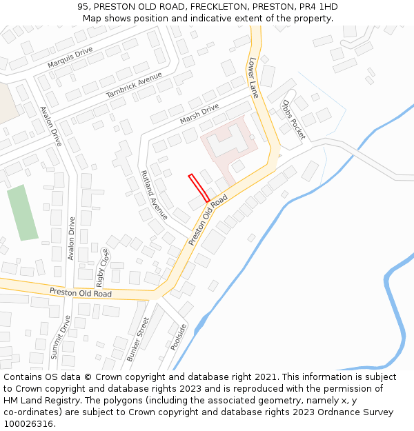 95, PRESTON OLD ROAD, FRECKLETON, PRESTON, PR4 1HD: Location map and indicative extent of plot