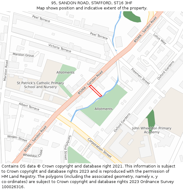 95, SANDON ROAD, STAFFORD, ST16 3HF: Location map and indicative extent of plot
