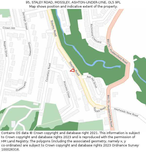 95, STALEY ROAD, MOSSLEY, ASHTON-UNDER-LYNE, OL5 9PL: Location map and indicative extent of plot