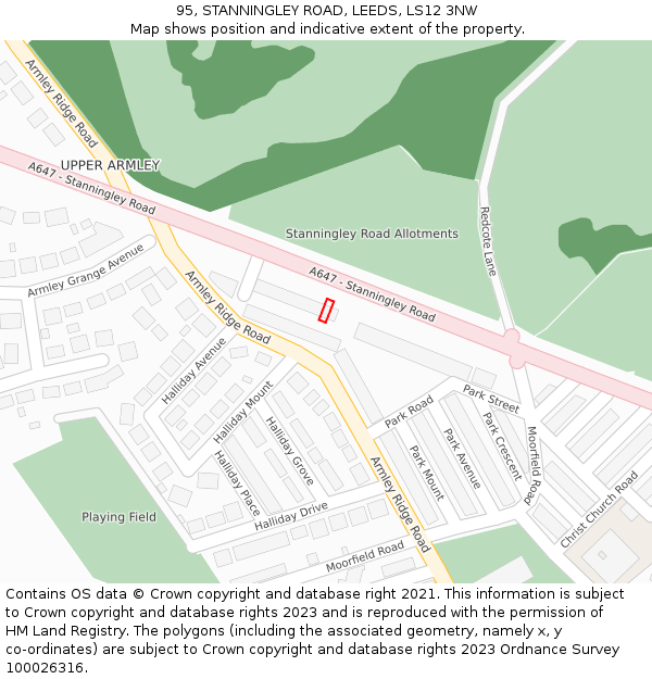 95, STANNINGLEY ROAD, LEEDS, LS12 3NW: Location map and indicative extent of plot