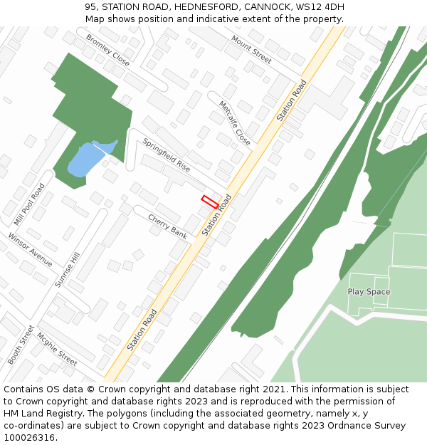 95, STATION ROAD, HEDNESFORD, CANNOCK, WS12 4DH: Location map and indicative extent of plot