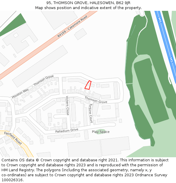 95, THOMSON GROVE, HALESOWEN, B62 9JR: Location map and indicative extent of plot