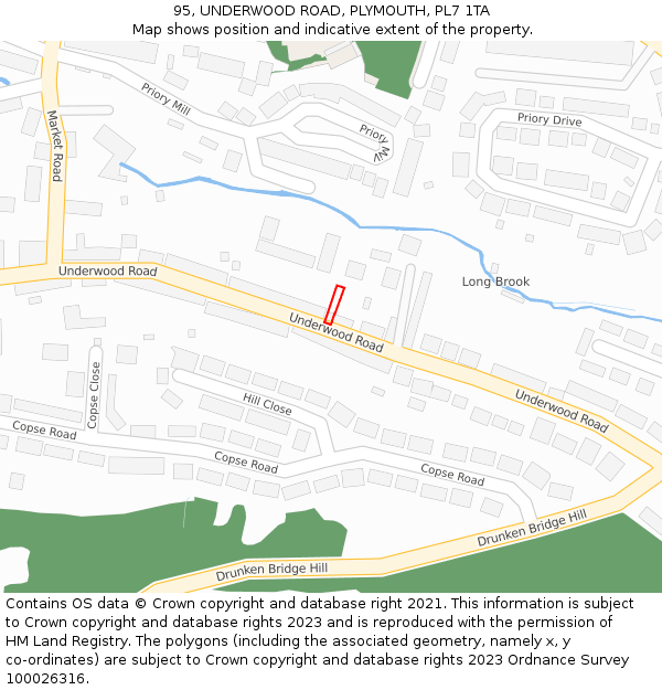 95, UNDERWOOD ROAD, PLYMOUTH, PL7 1TA: Location map and indicative extent of plot
